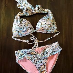 Athleta paisley print halter top bikini